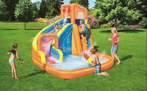 kids playing water slide