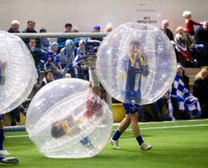 bubble football playing