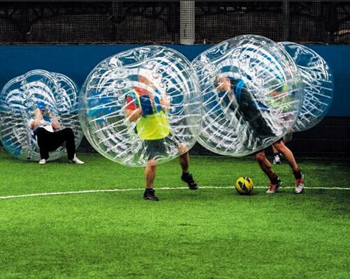 bubble soccer playing